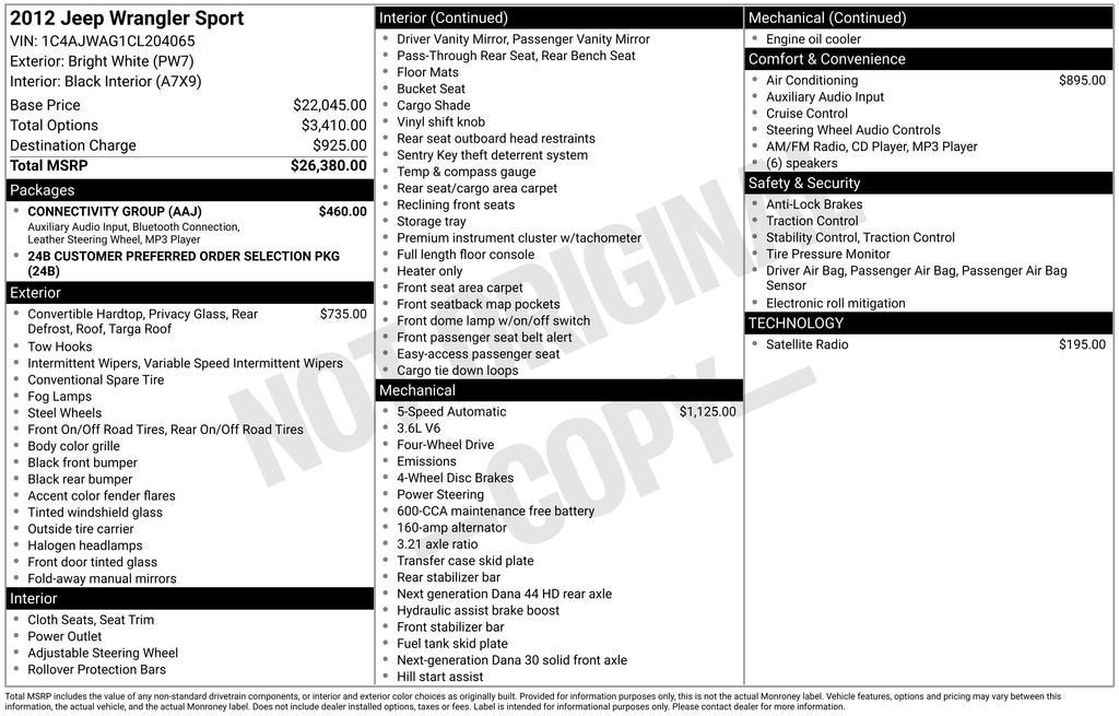 2012 Jeep Wrangler Sport