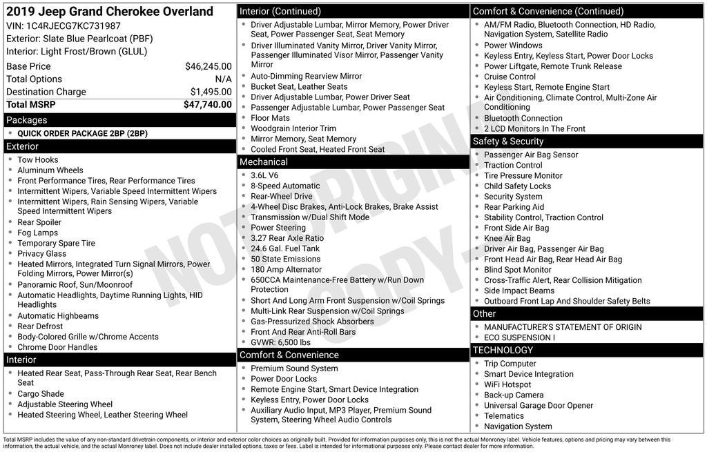 2019 Jeep Grand Cherokee Overland