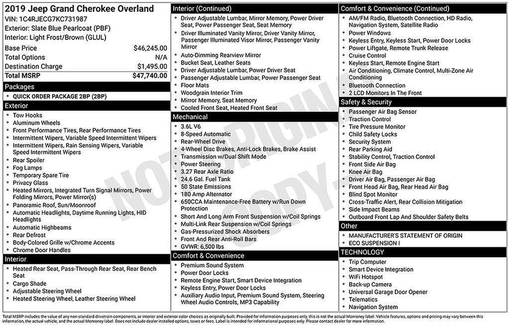 2019 Jeep Grand Cherokee Overland
