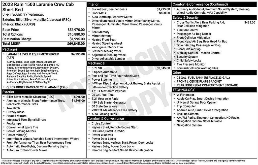 2023 RAM 1500 Laramie Crew Cab 4x4 5'7" Box