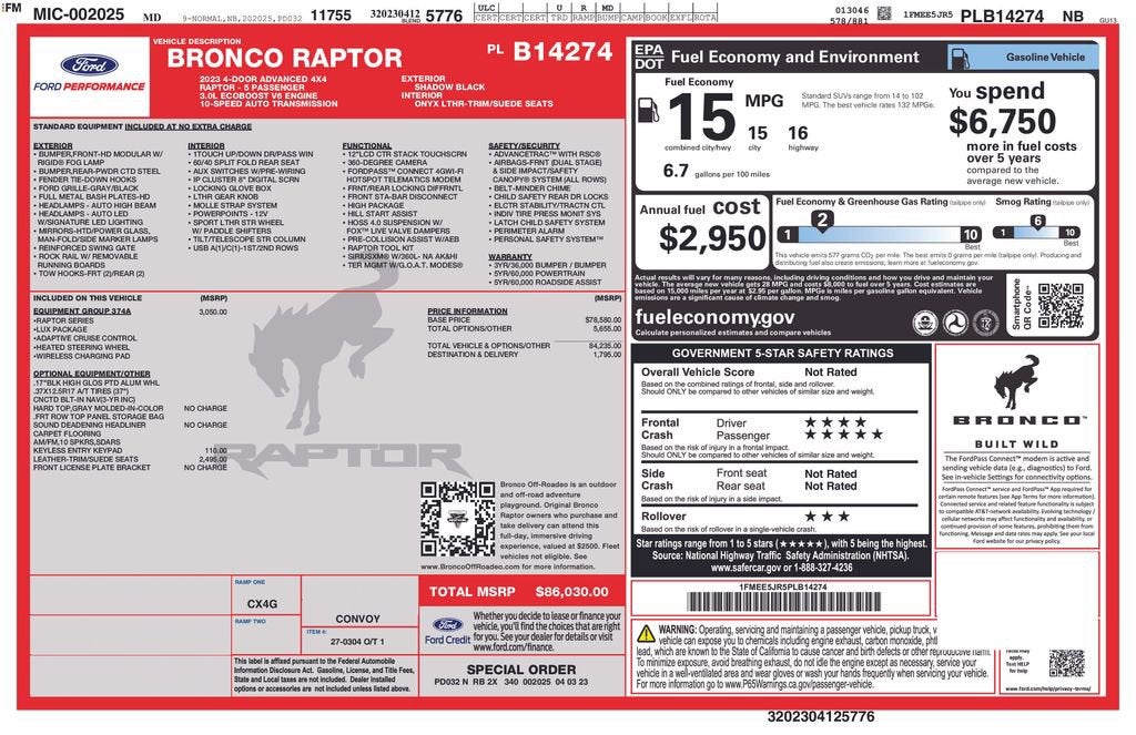 2023 Ford Bronco Raptor