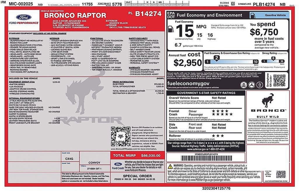 2023 Ford Bronco Raptor