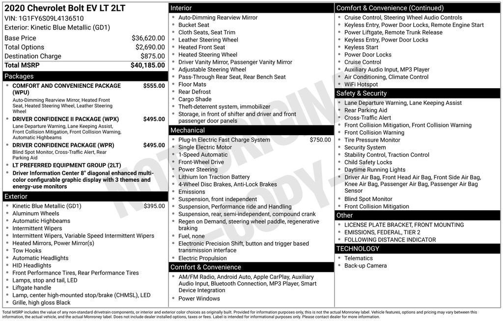 2020 Chevrolet Bolt EV LT