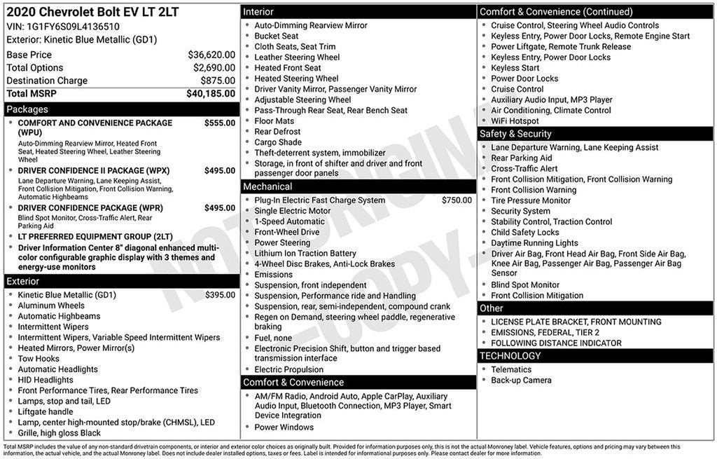 2020 Chevrolet Bolt EV LT