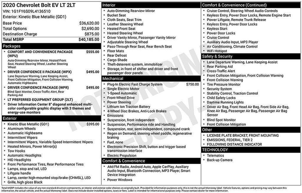 2020 Chevrolet Bolt EV LT