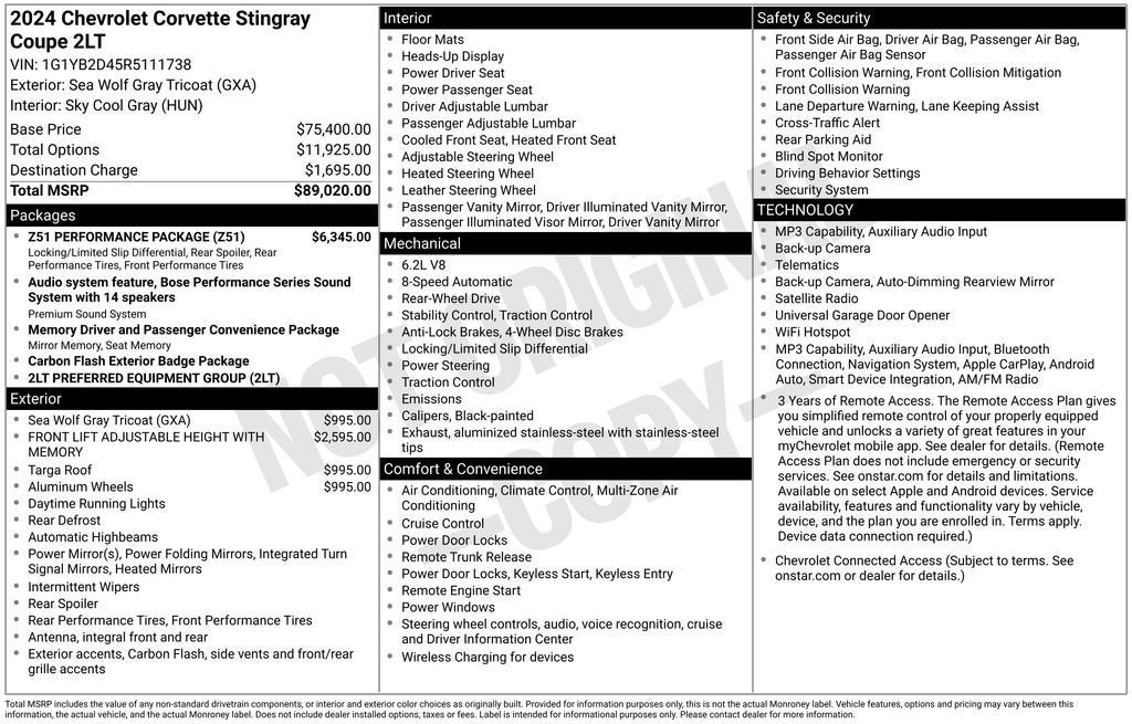 2024 Chevrolet Corvette Stingray 2LT