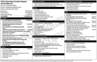 2026 Chevrolet Corvette Stingray 3LT