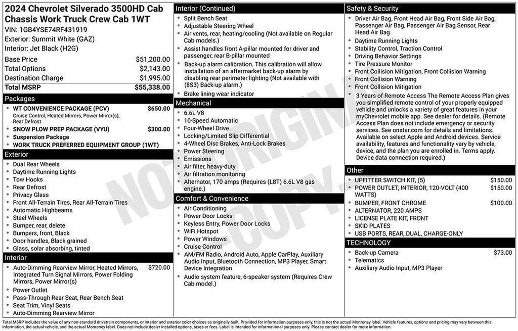 2024 Chevrolet Silverado 3500 HD Chassis Cab Work Truck
