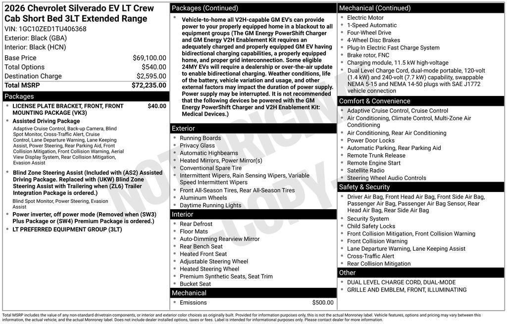 2026 Chevrolet Silverado EV LT - Extended Range