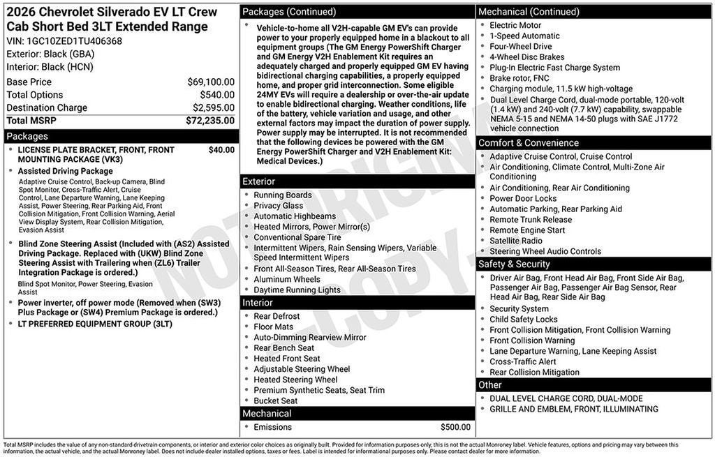 2026 Chevrolet Silverado EV LT - Extended Range