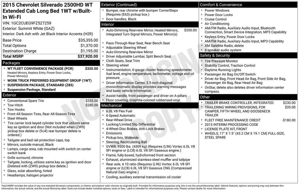 2015 Chevrolet Silverado 2500 HD Work Truck