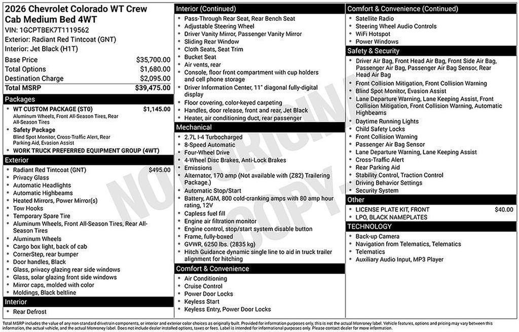 2026 Chevrolet Colorado WT