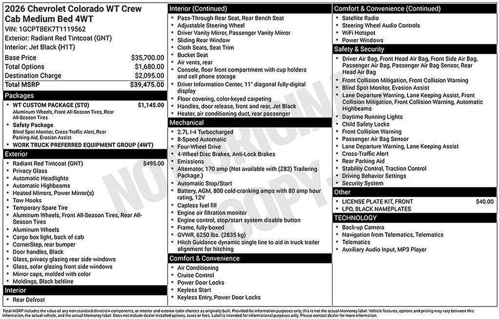 2026 Chevrolet Colorado WT