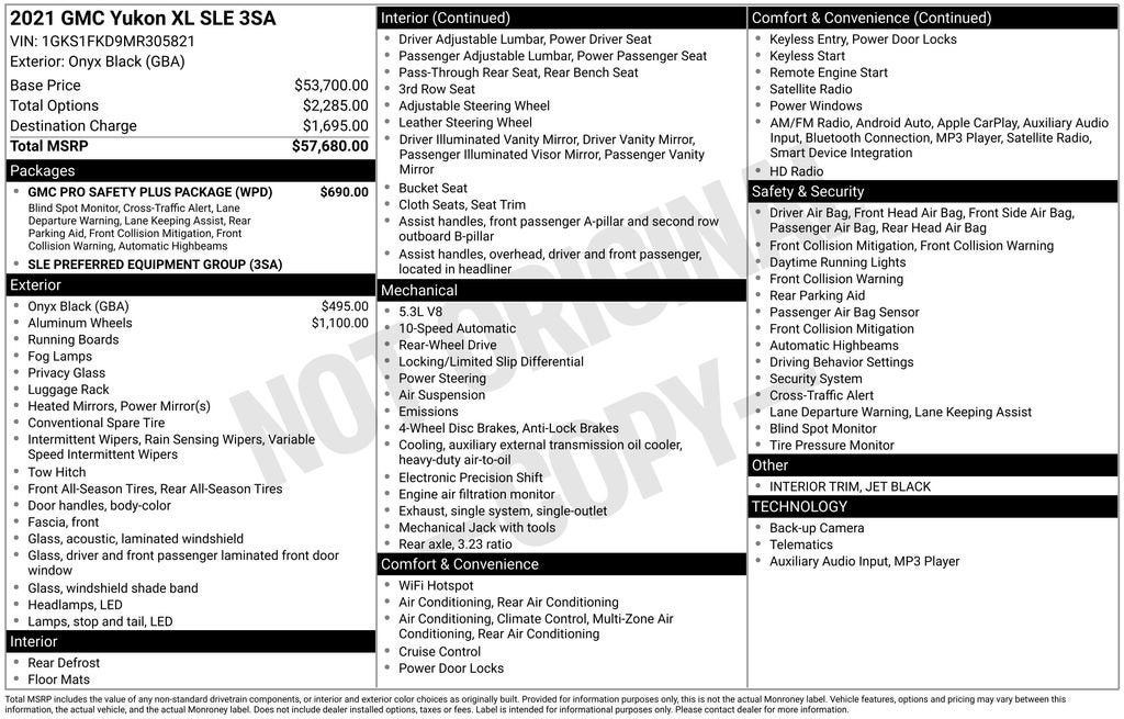 2021 GMC Yukon XL SLE