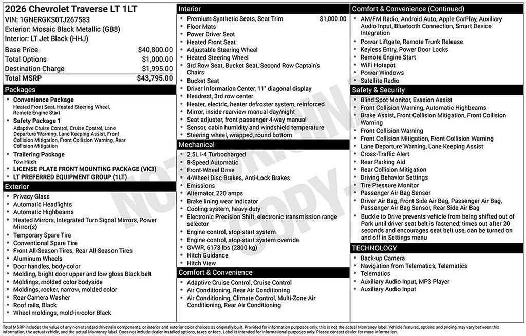 2026 Chevrolet Traverse LT