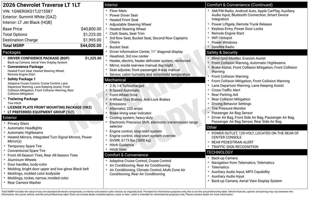 2026 Chevrolet Traverse LT