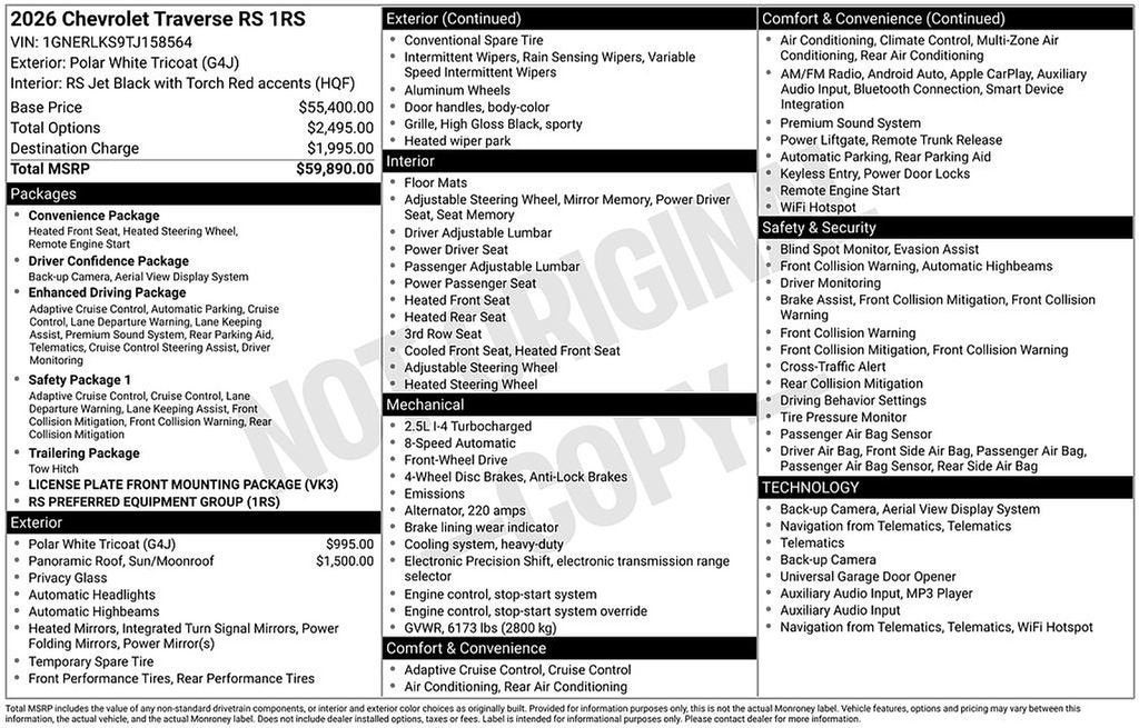2026 Chevrolet Traverse RS
