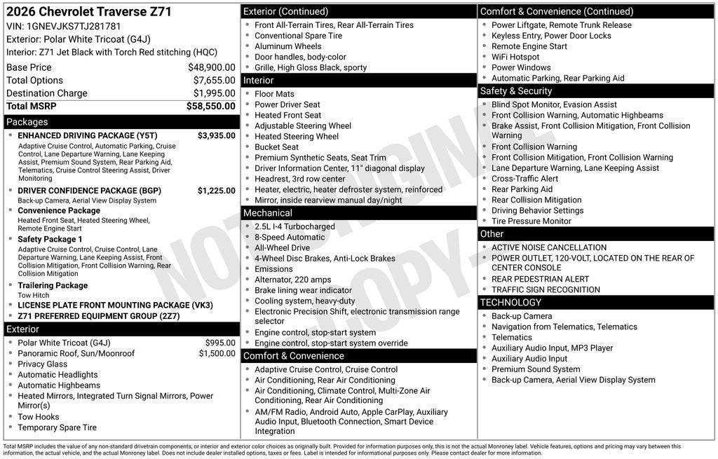 2026 Chevrolet Traverse Z71
