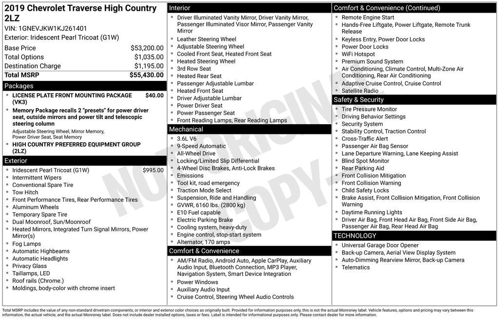 2019 Chevrolet Traverse High Country