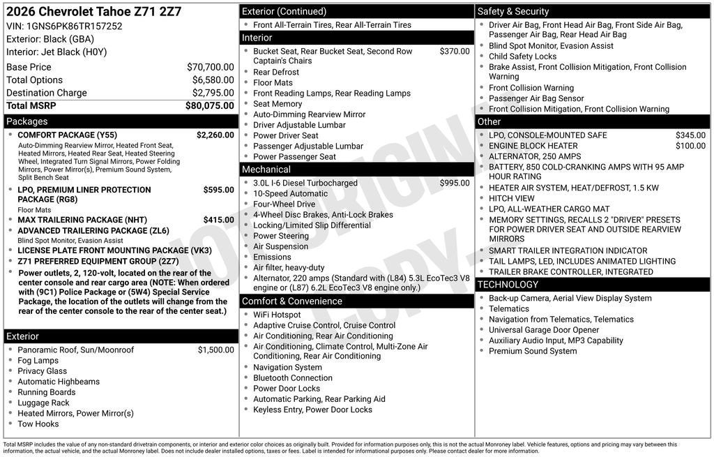 2026 Chevrolet Tahoe Z71