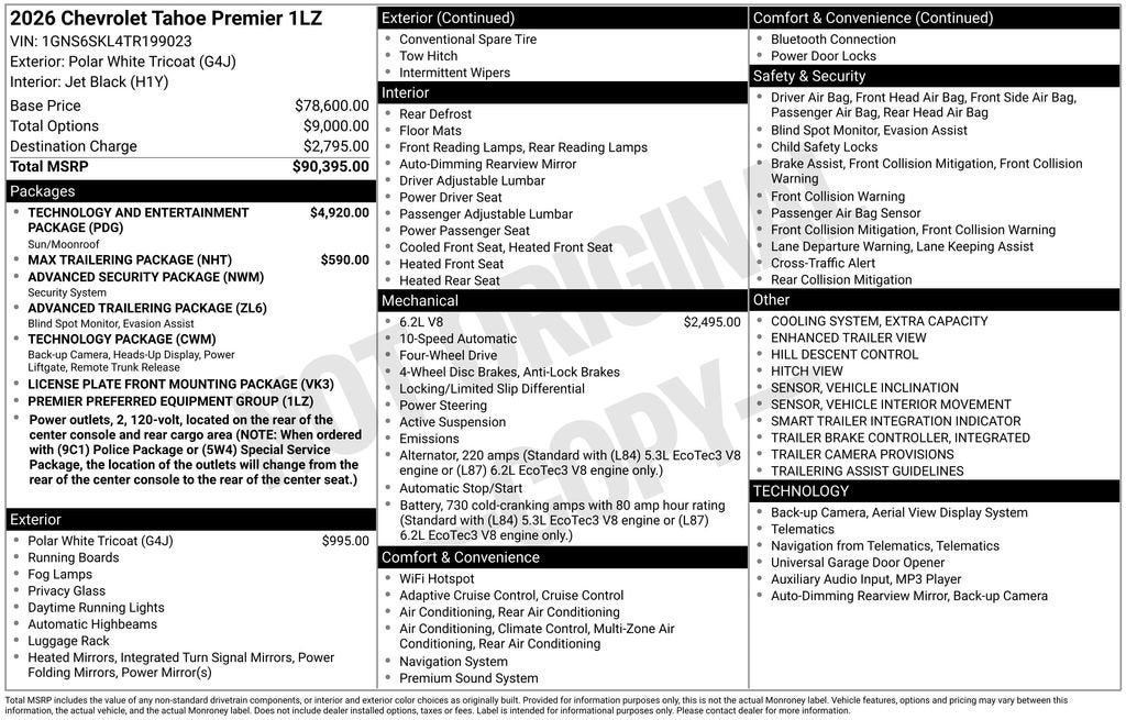 2026 Chevrolet Tahoe Premier