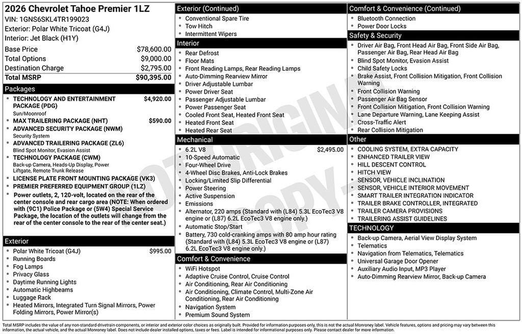 2026 Chevrolet Tahoe Premier
