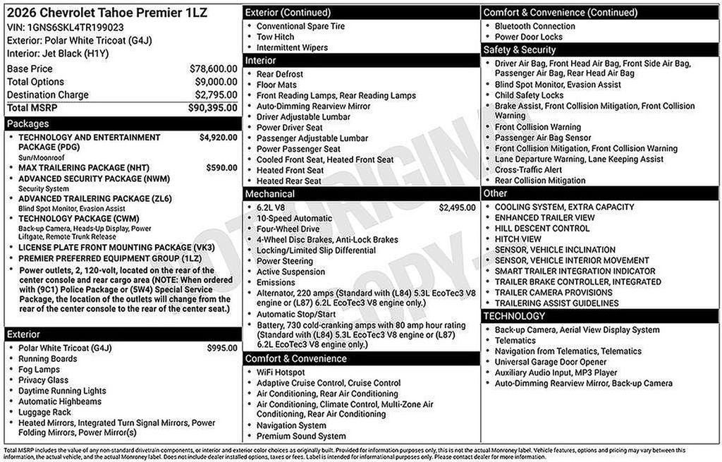 2026 Chevrolet Tahoe Premier