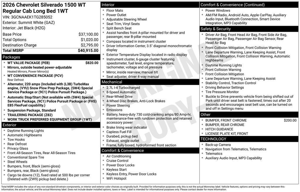 2026 Chevrolet Silverado 1500 WT