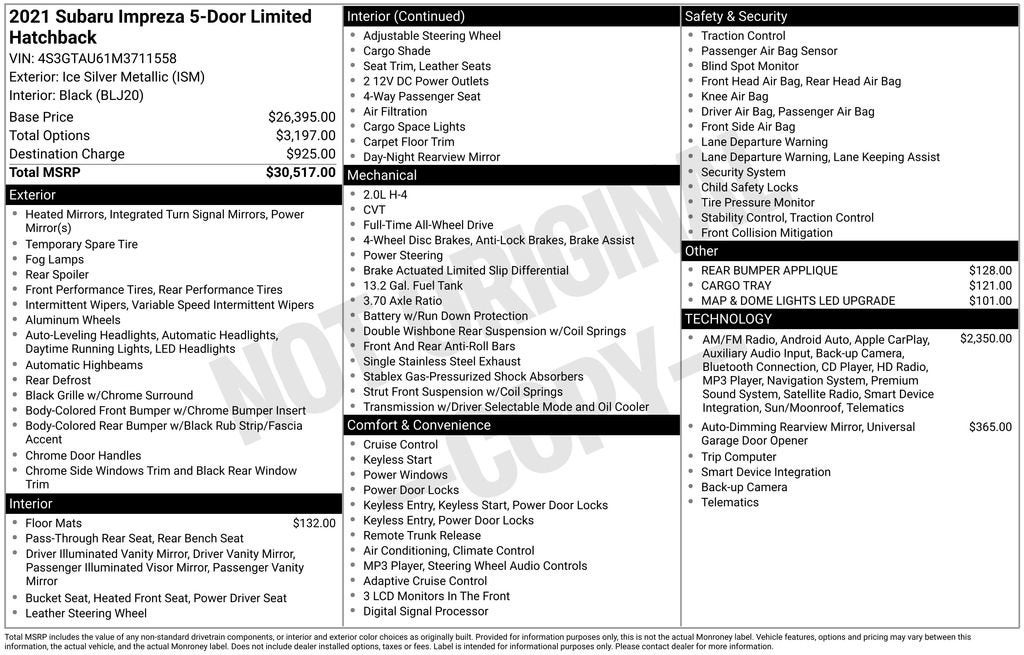 2021 Subaru Impreza Limited