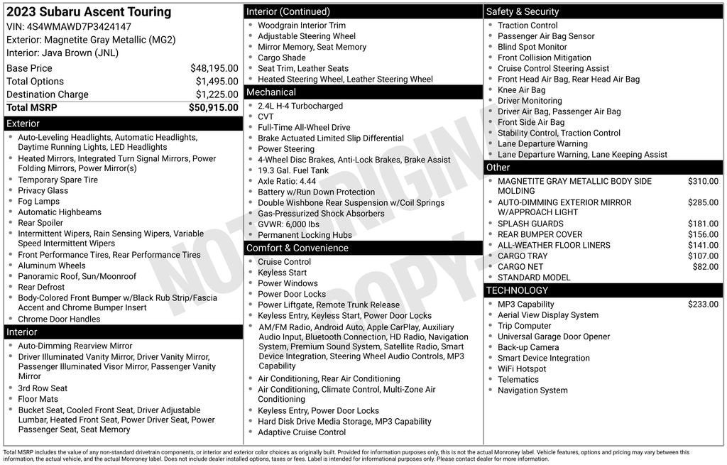 2023 Subaru Ascent Touring 7-Passenger
