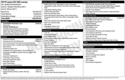 2019 Lexus ES ES 350